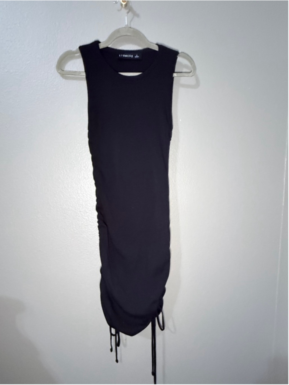 Women's LIONESS Black Ribbed Ruched Mini Dress S - Picture 2 of 6